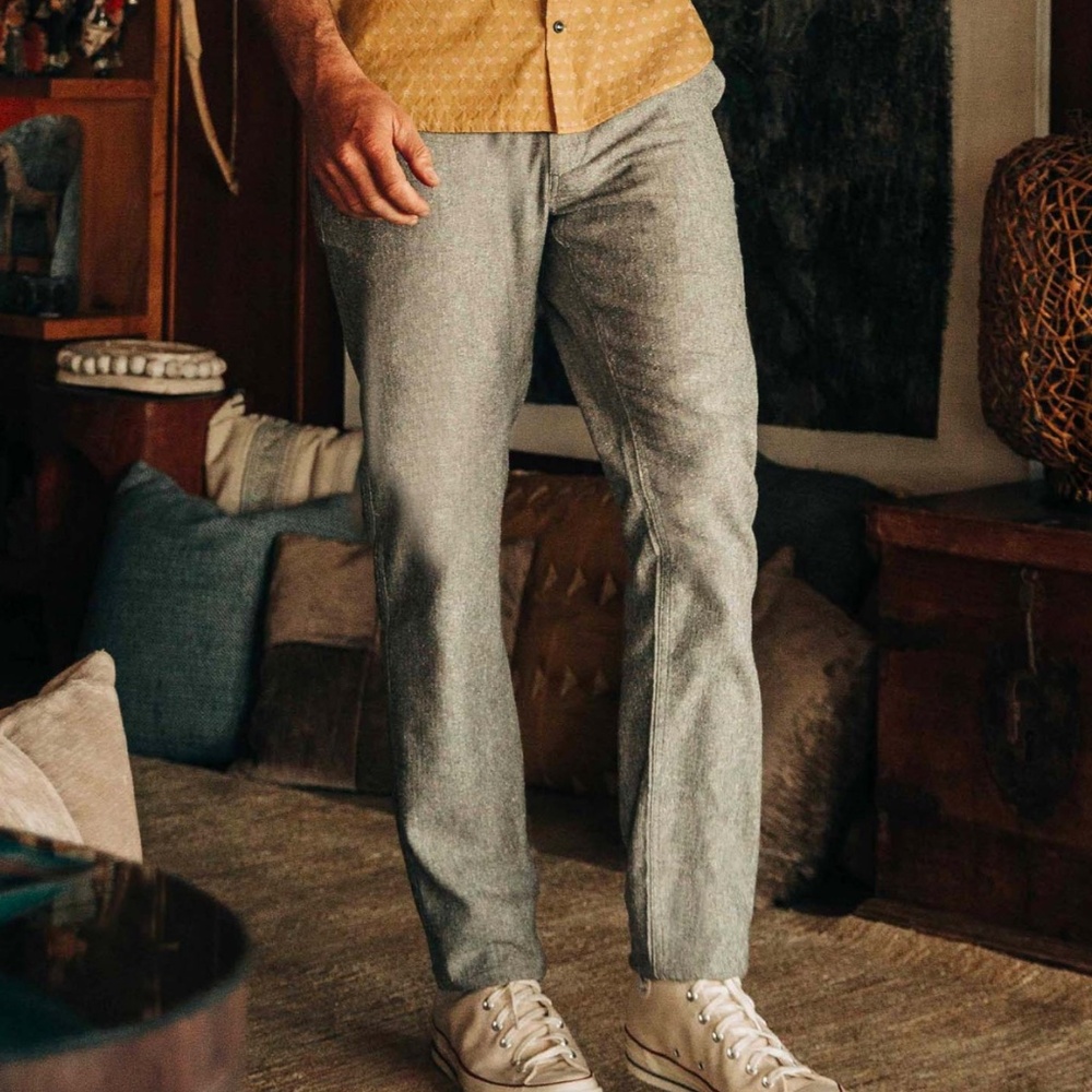 The Easy Pant in Olive Herringbone